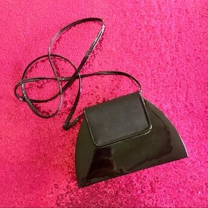 ◾️VINTAGE Mod Deco Black Patent Crossbody Purse